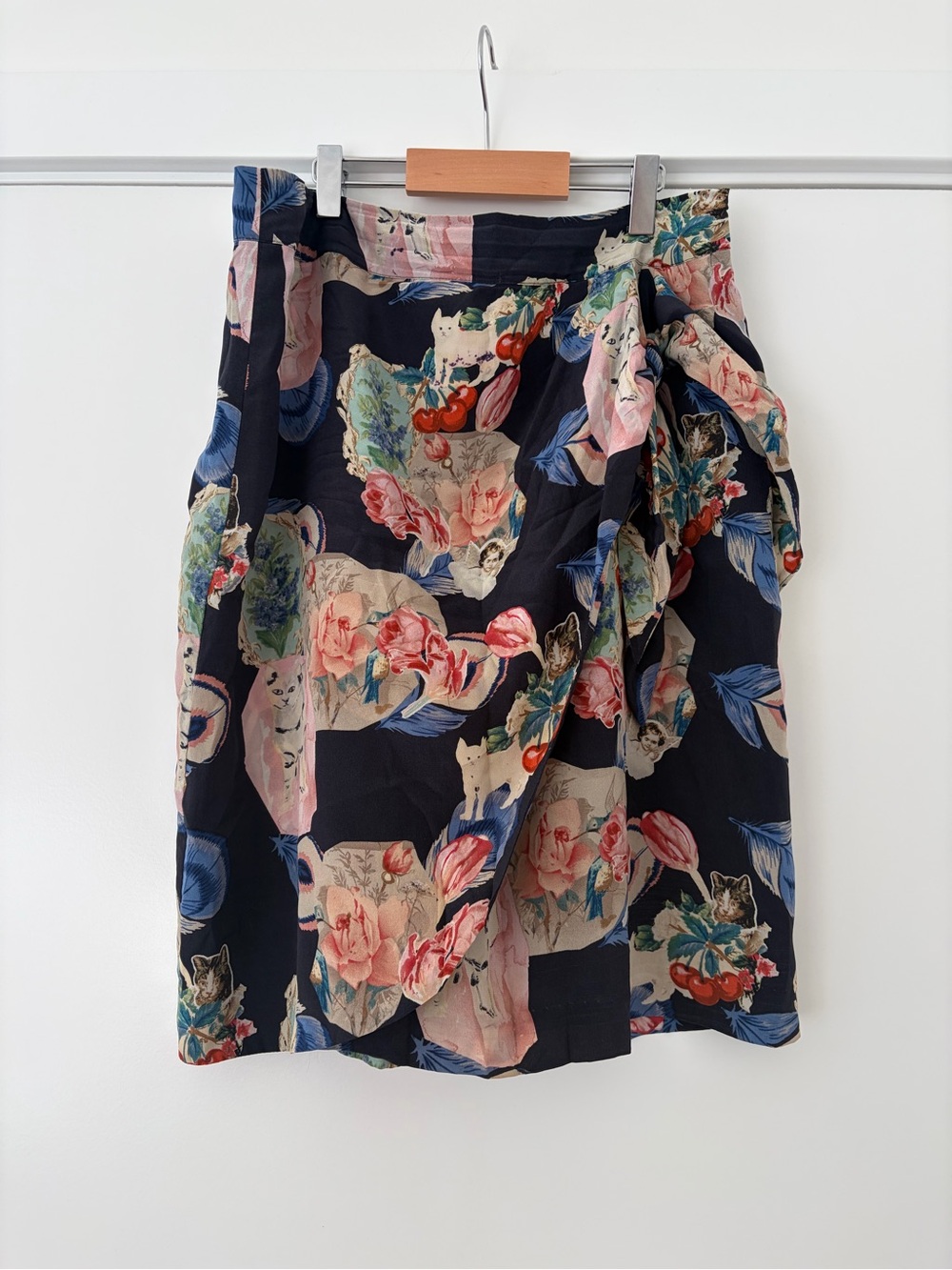 Anthropologie x Rebekah Maysles 100% Silk Cat Skirt